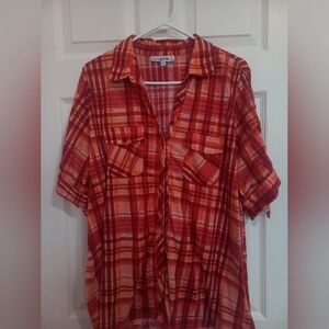 2/$20 Plaid Button-Up Shirt in Red